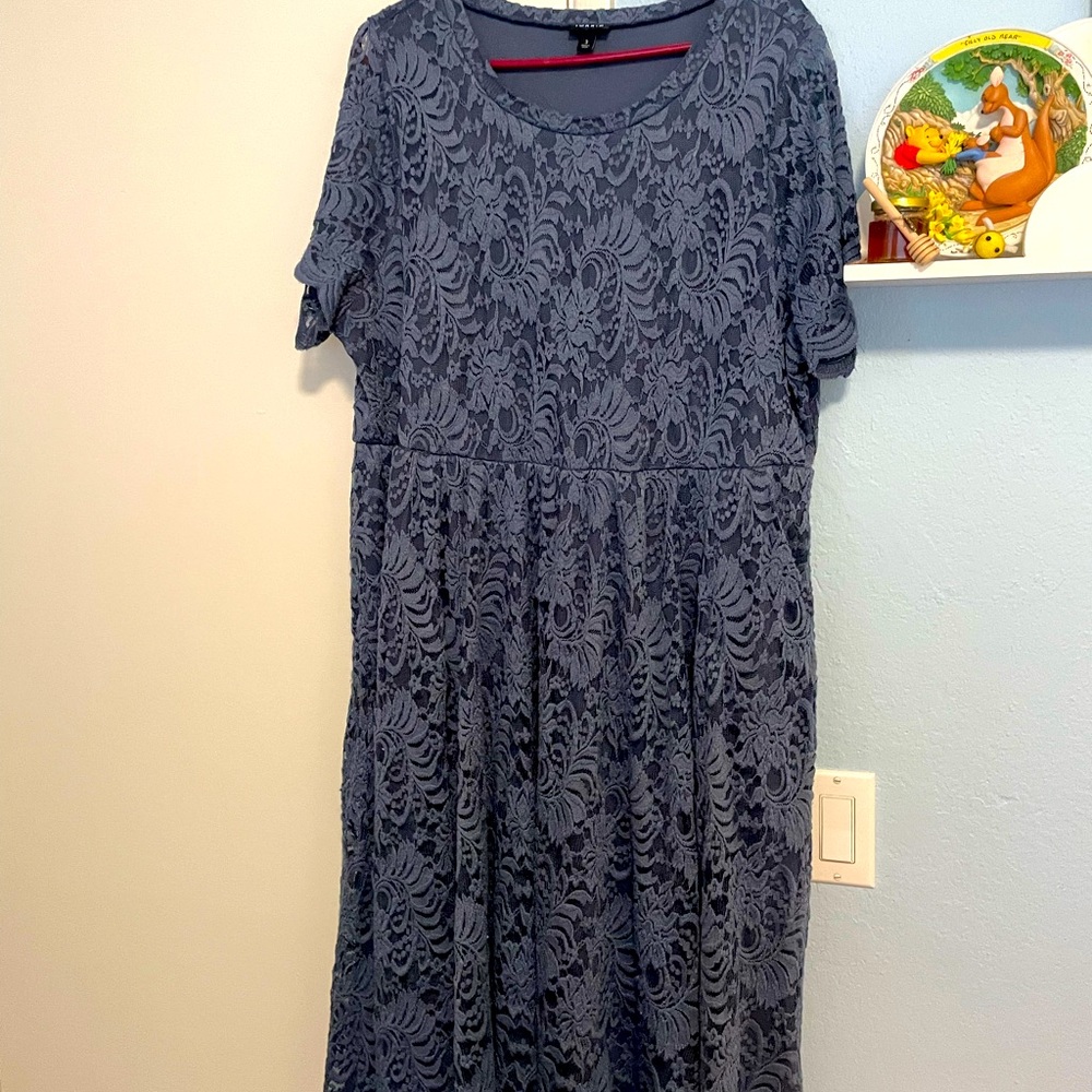 Torrid 3 dusty blue lace midi dress